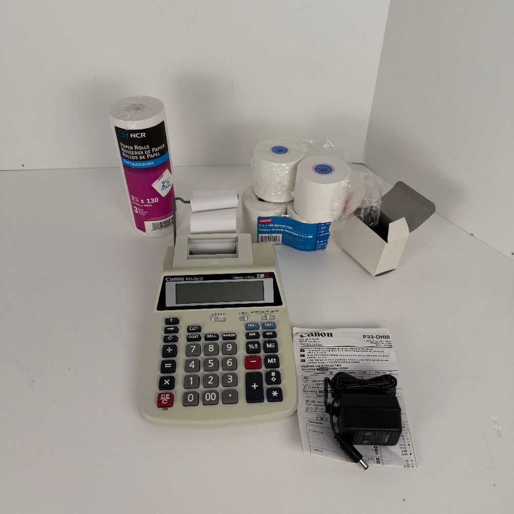 Canon P23-DHIII Printing Calculator/adding Machine and Refill paper